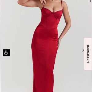 NWOT House of CB Stefania Ruby Red Corset Maxi Dress SZ L(P)